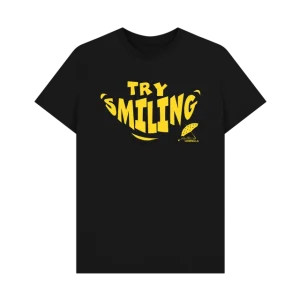 Try Smiling - Black T-shirt