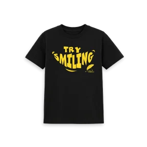 Try Smiling - Kids Black T-shirt